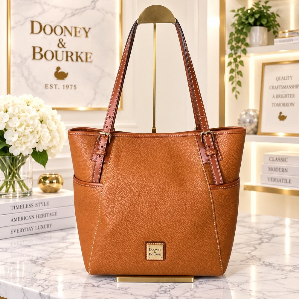 Dooney & Bourke Pebbled Leather Tote Bag Tan Brown